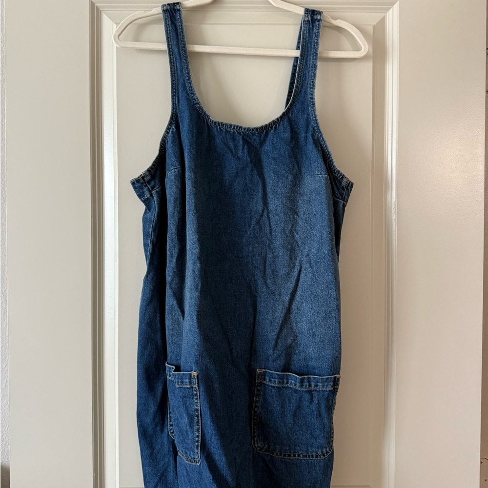 Fat Face Blue Denim Dress with Button Accents